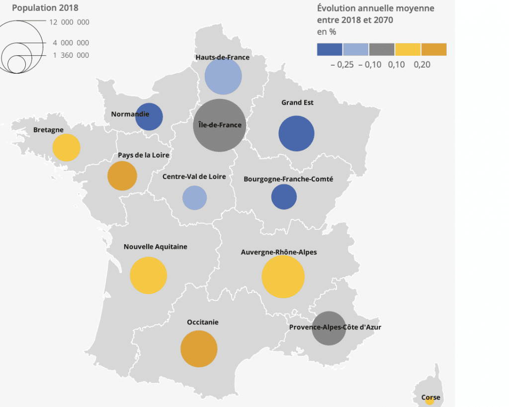 Le Rhône va tirer la démographie régionale et bénéficiera d’ici 2070 d’une croissance de sa population nettement supérieure à celle de la Région