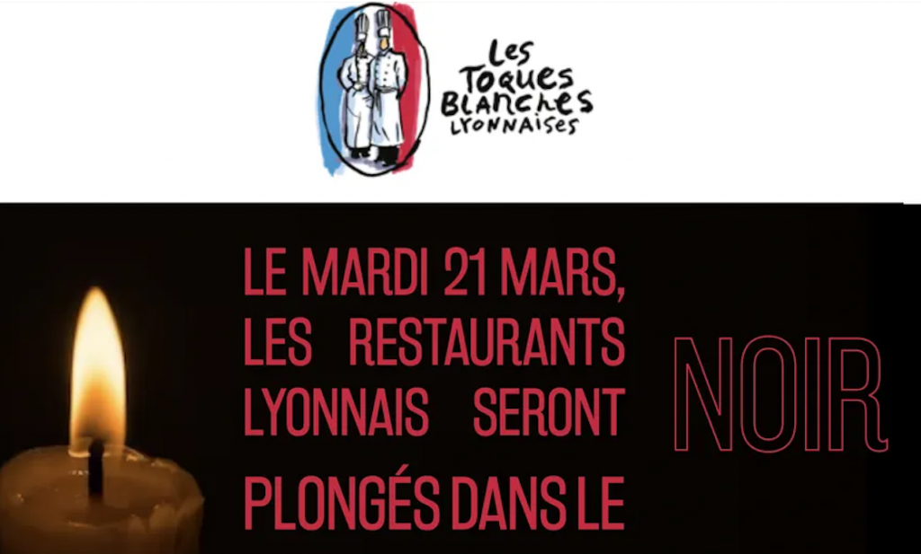 Pour alerter contre l’explosion des coûts de l’énergie, les restaurants lyonnais dans le noir, mardi 21 mars