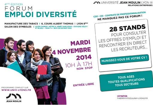 4ème Forum Emploi Diversité à LYON 3 : à vos CV !