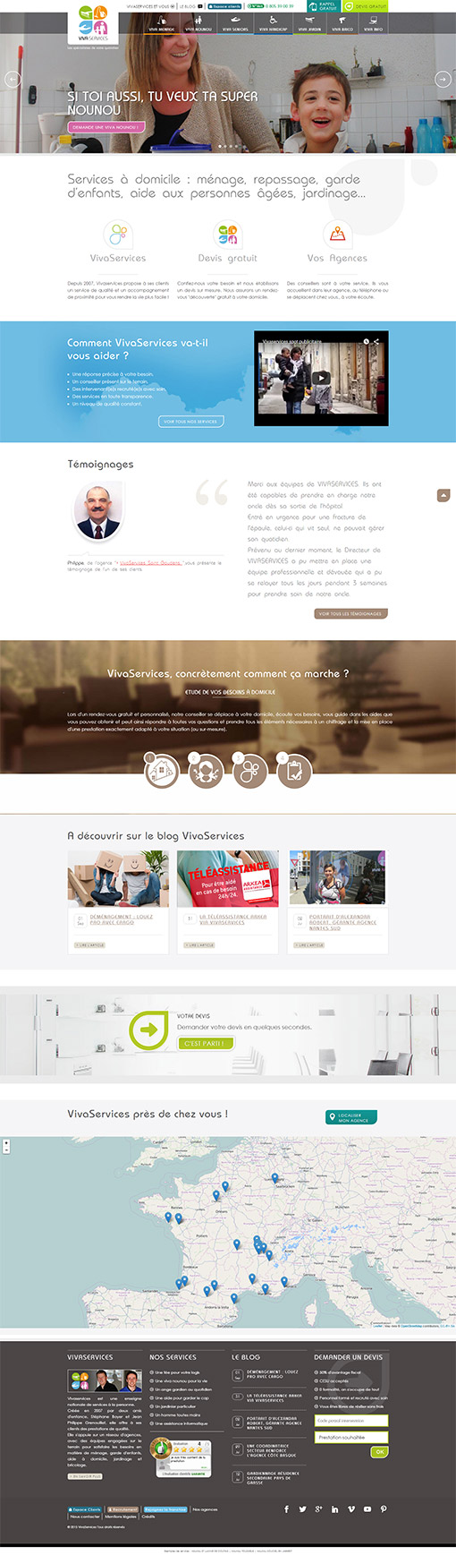 Page d'accueil du nouveau site internet VIVASERVICES