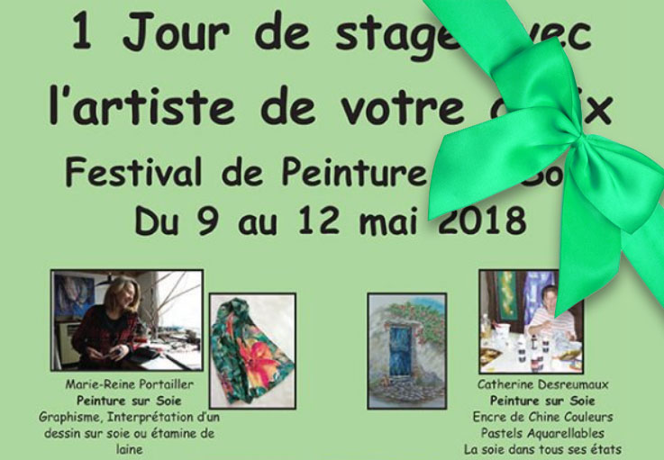 Bons cadeaux : stages de peinture sur soie avec l’artiste de votre choix et bien d’autres …