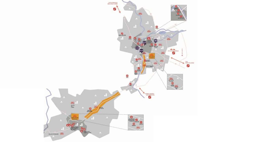 La carte de l'alliance territoriale et industrielle entre Lyon et Saint-Etienne