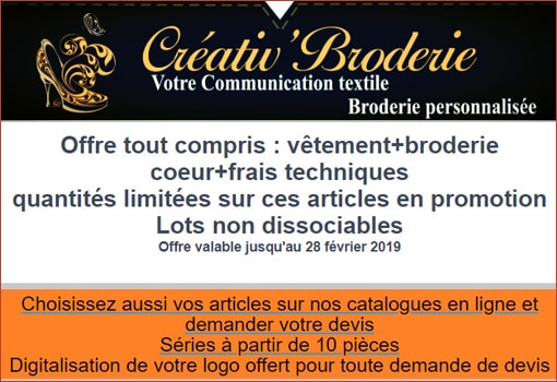 C’est aussi les soldes chez Créativ’ Broderie, l’artisan brodeur !