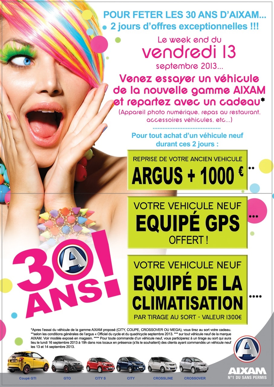 Affiche Invitation 30 ans d'AIXAM au Garage Vivant