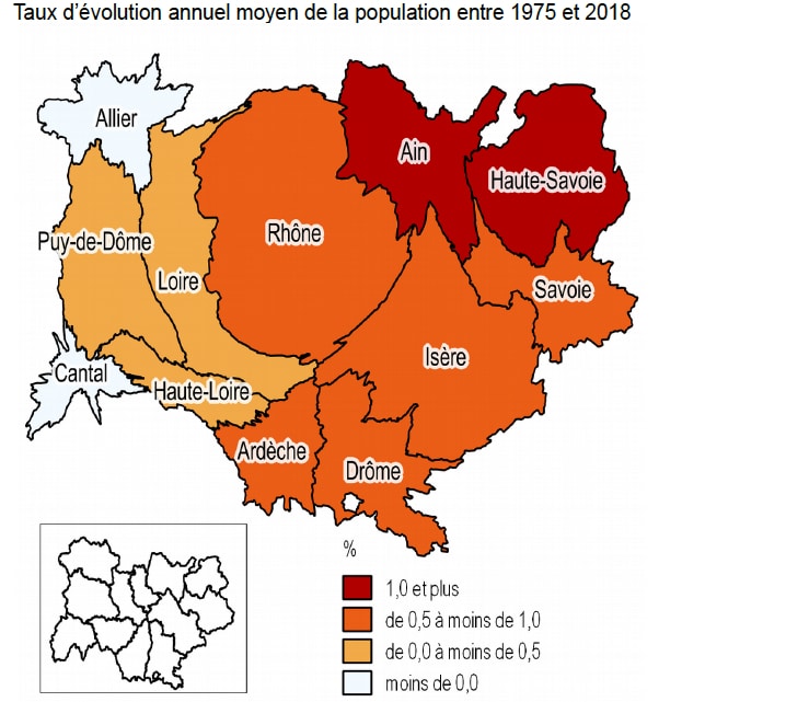 La population de la Suisse : Auvergne-Rhône-Alpes dépasse la barre symbolique des 8 millions d’habitants