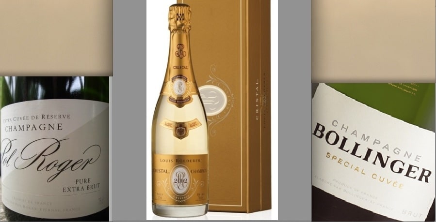 Le podium des meilleurs champagnes de marque : Roederer, Pol Roger et Bollinger