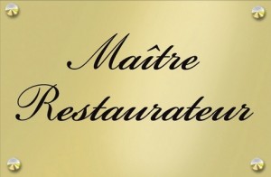 Plaque cuivre du titre de Maître Restaurateur décerné aux Jardins Gourmands