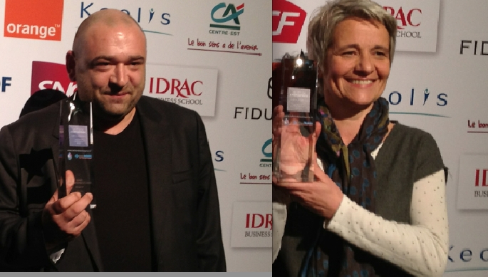 Marie-Pierre Dumaine, présidente de Valtex et Fabrice Faure, Pdg de LIP, Femme et Homme chef d’entreprise de l’année