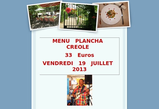 Menu plancha Créole le 19 juillet 2013 au Jardin Gourmand