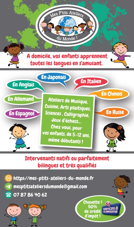 Offres de cours particuliers de langues étrangères pour enfants 