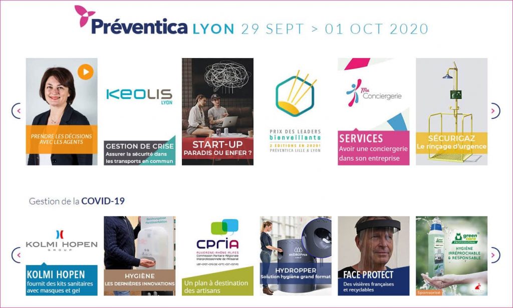 Préventica Lyon 29 Septembre ></noscript> 1er Octobre 2020 : nos TPE PME championnes de la prévention des risques professionnels