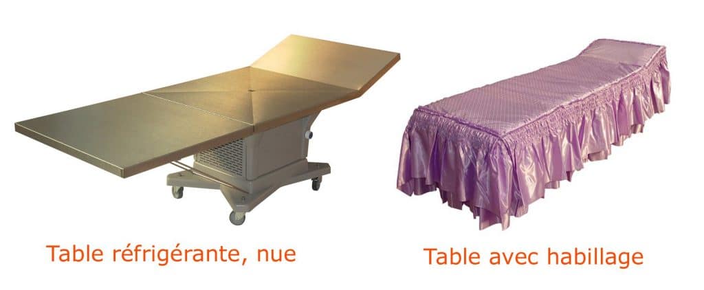 Table funéraire réfrigérante pour la présentation des corps