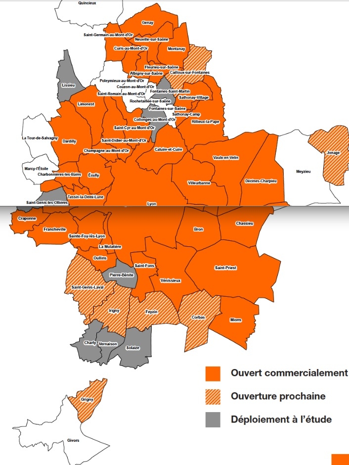 Très Haut Débit Internet : la carte du déploiement dans la Métropole lyonnaise